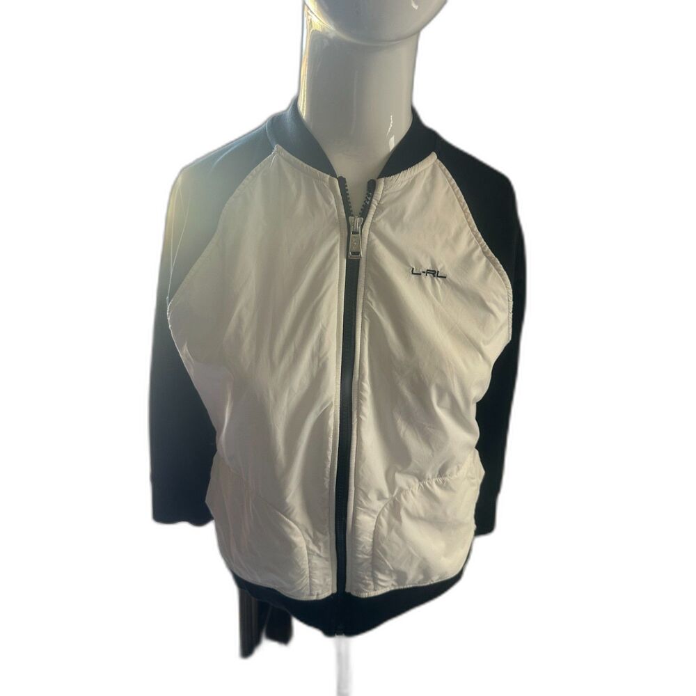 Lauren Ralph Lauren Jacket For Women Sz SP Long Sleeves Zip Up Color Block B&W